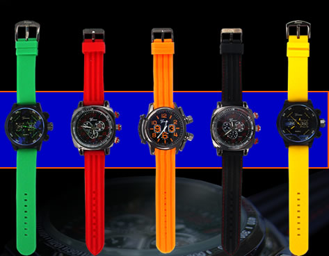Bracelet type Watches, Chronograph Watches, Digital Watches, Divers Watches, Gold color Watches, Silver color Watches, Sports Watches, Titanium look Watches